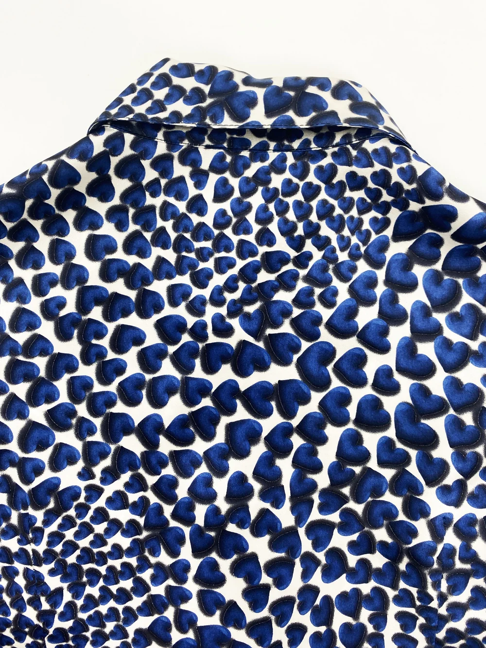 Prada S/S 2000 blue heart print silk top — JAMES VELORIA